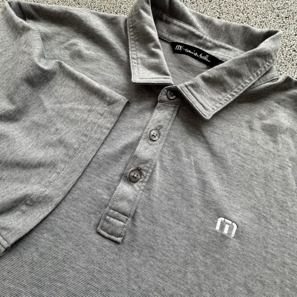 TravisMathew Polo Shirt Mens XL Gray Pima Cotton Blend Golfcore